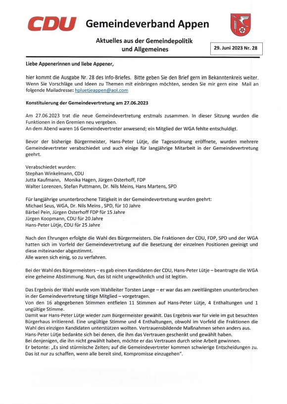 Info-Brief Juni 2023